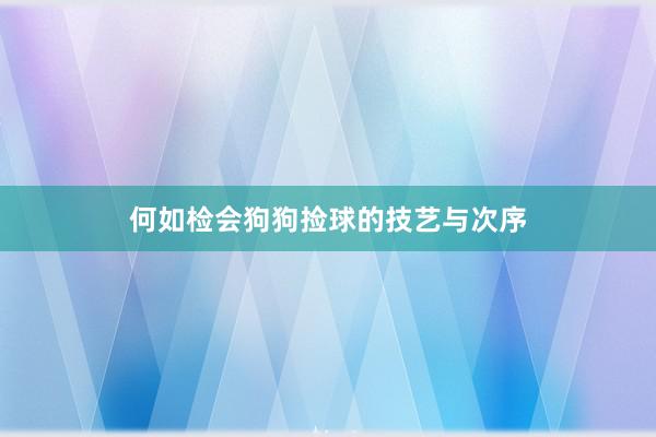 何如检会狗狗捡球的技艺与次序