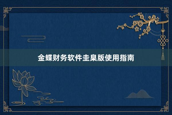 金蝶财务软件圭臬版使用指南